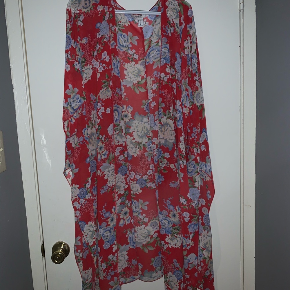 F21 flowy flower cover up shawl
